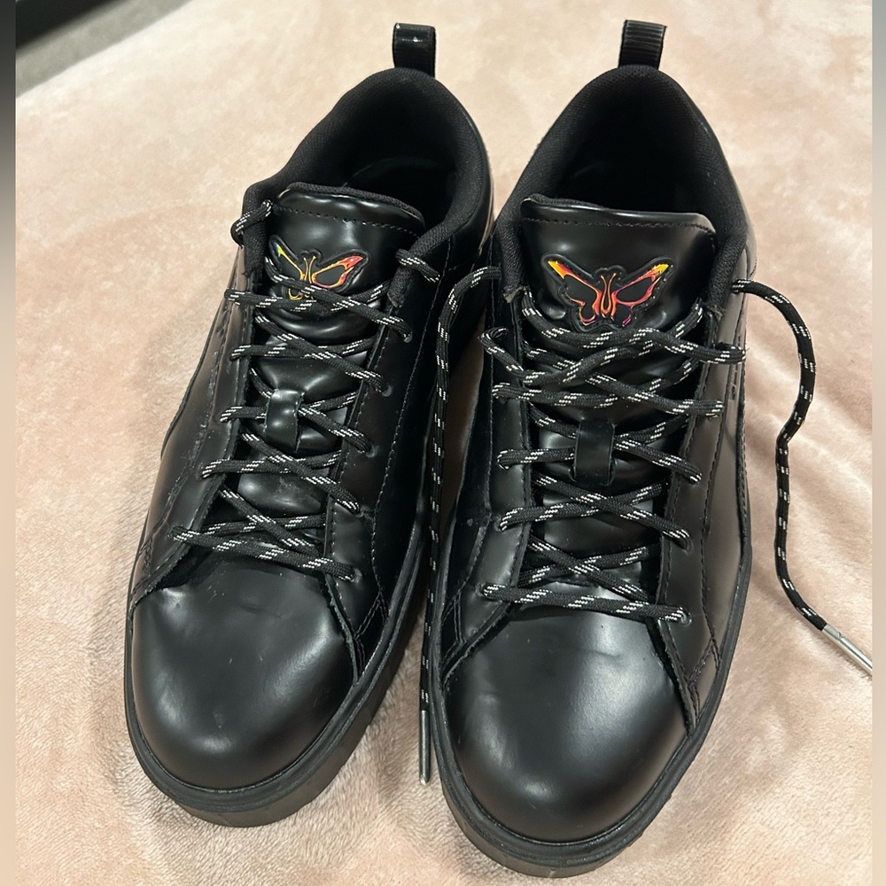 PUMA Black Leather Platform Sneakers